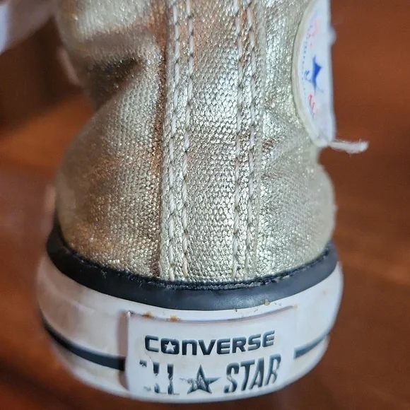Converse Gold Shimmering Toddler High-Tops Size 3 - Picture 15 of 16
